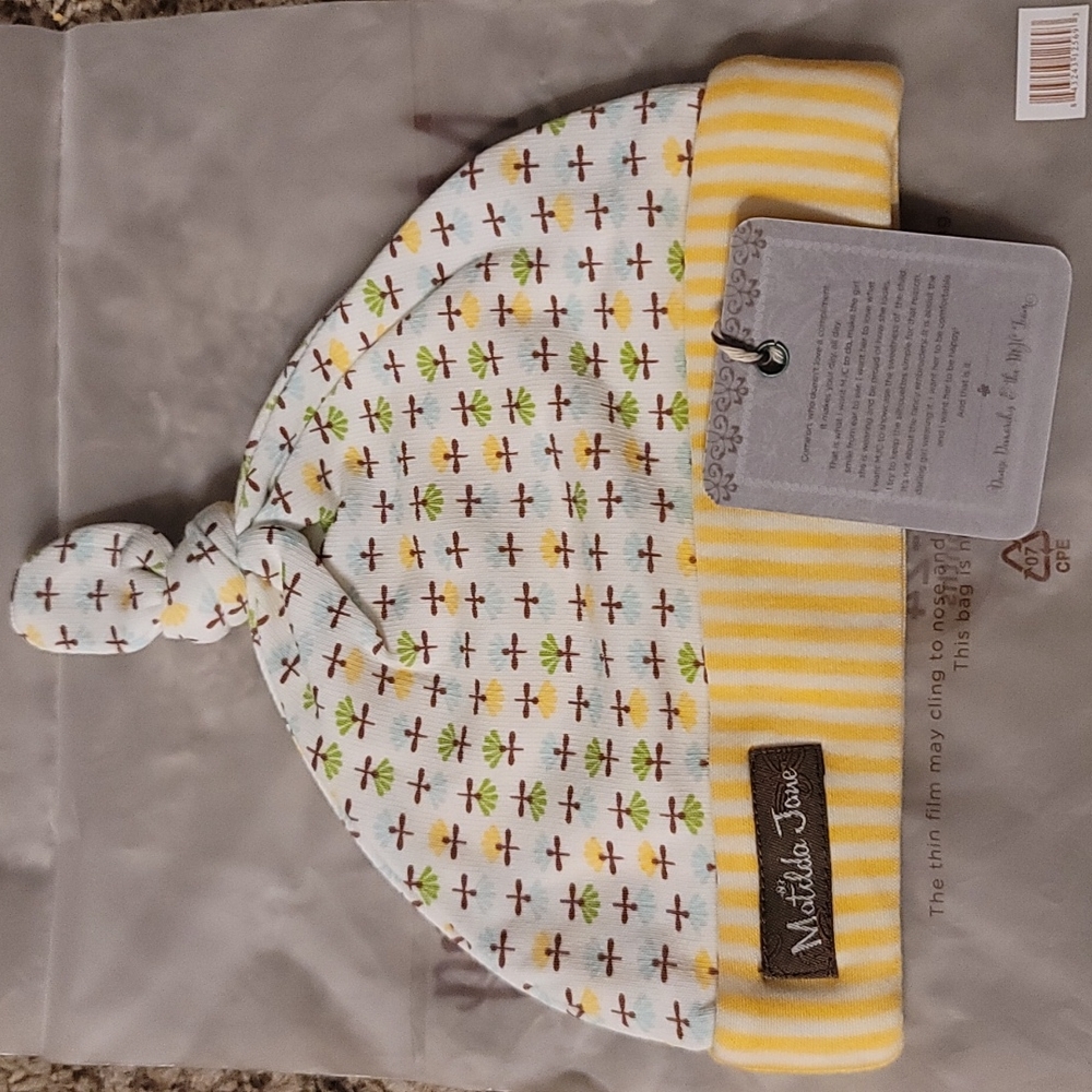 MATILDA JANE CLOTHING KNIT PRINTED BABY HAT: NWT: SZ 12-24 MTH